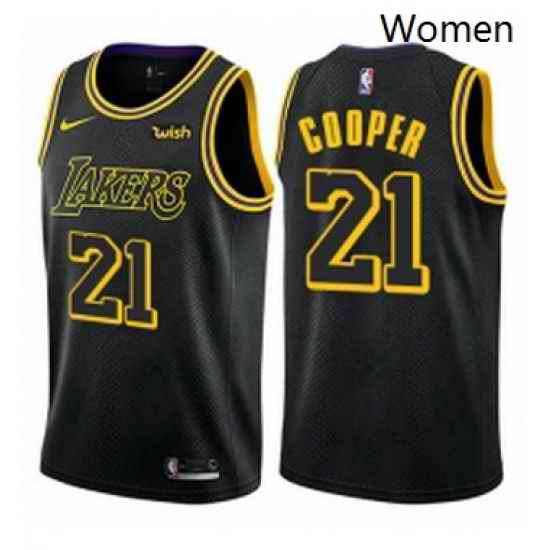 Womens Nike Los Angeles Lakers 21 Michael Cooper Swingman Black NBA Jersey City Edition